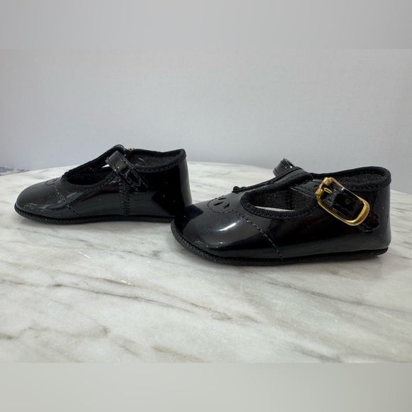 Vintage 1980s Black patent baby Mary Jane Shoes classic design sz 0 - Picture 5 of 7